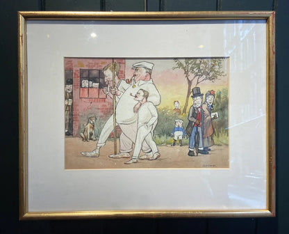 Jack Georges - Three Men Without Their Boat, watercolour and ink on paper, 20th century - Darnley Fine Art