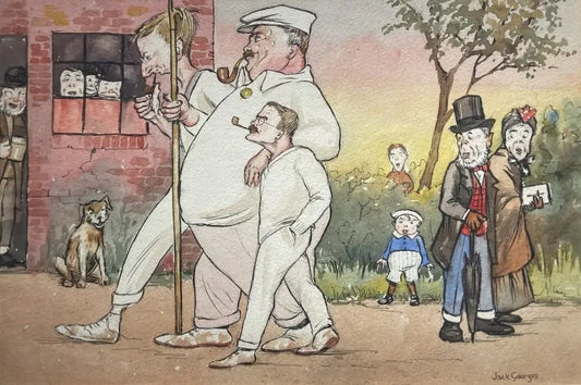 Jack Georges - Three Men Without Their Boat, watercolour and ink on paper, 20th century - Darnley Fine Art