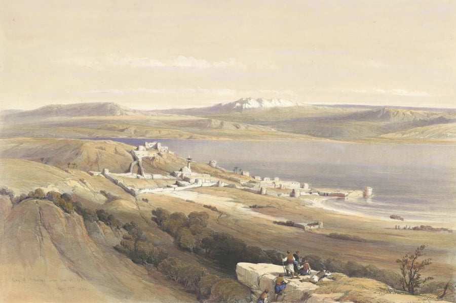 David Roberts - Tiberias looking towards Hermon, lithograph, 19th century - Darnley Fine Art