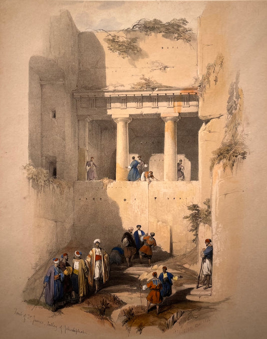 David Roberts - Tomb of St James, Valley of Jehoshaphat, lithograph, 19th century - Darnley Fine Art