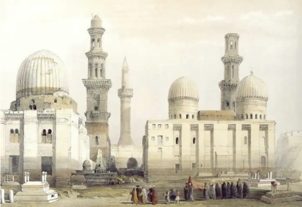 David Roberts - Tombs of the Mamlouks, Cairo, with an Arab funeral, lithograph, 19th century - Darnley Fine Art
