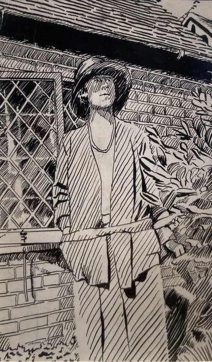 Charles Inder - Under the Gable, pen and ink on paper, 20th century - Darnley Fine Art