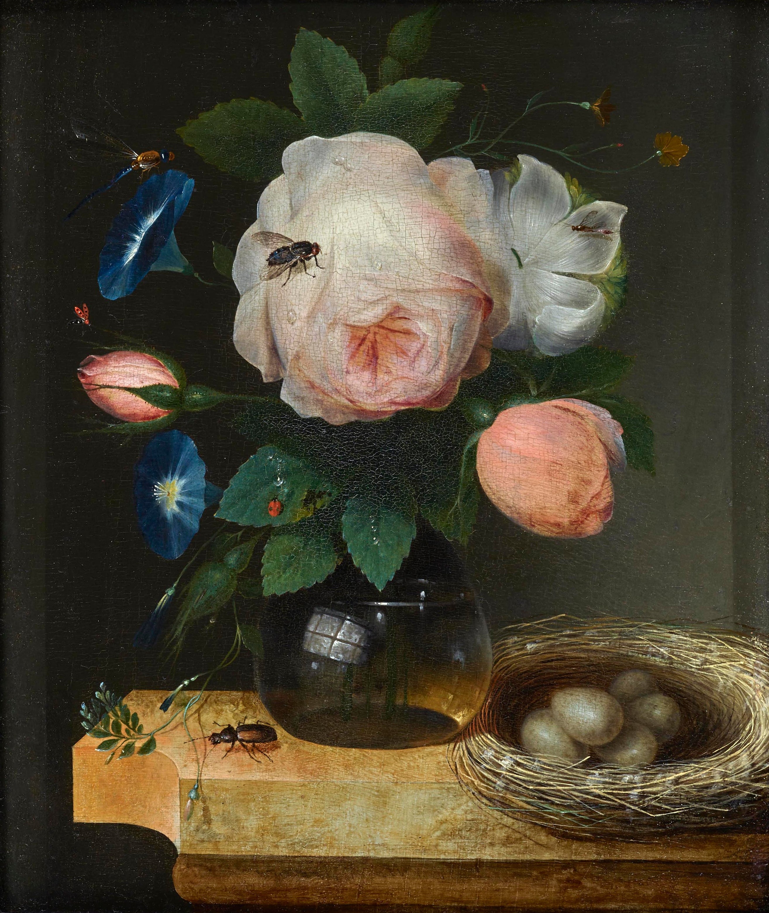 Still Life of Roses in a Glass Vase