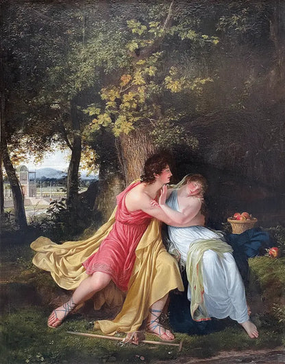 Charles Victoire Frederic Moench - Vertumnus and Pomona, oil on panel, early 19th century - Darnley Fine Art