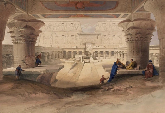 David Roberts - View from under the Portico of the Temple of Edfou, Upper Egypt, lithograph, 19th century - Darnley Fine Art