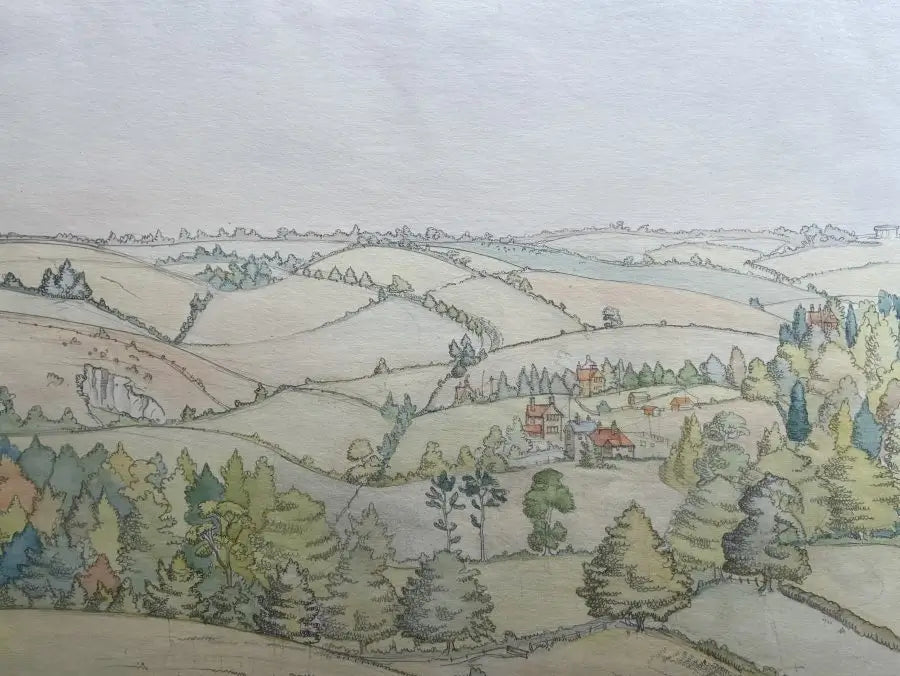 Gordon Noel Scott - View of Warlingham, watercolour and graphite on paper, 20th century - Darnley Fine Art