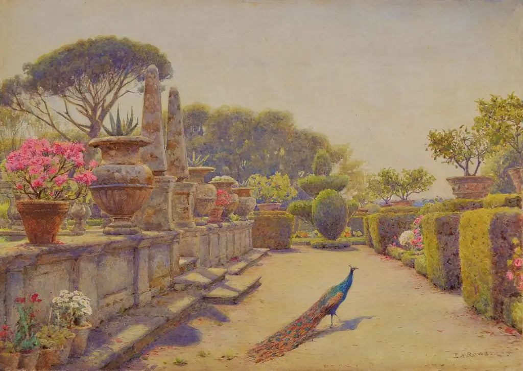 Ernest Arthur Rowe - Villa Lante, Bagnaia, watercolour on paper, 19th century - Darnley Fine Art