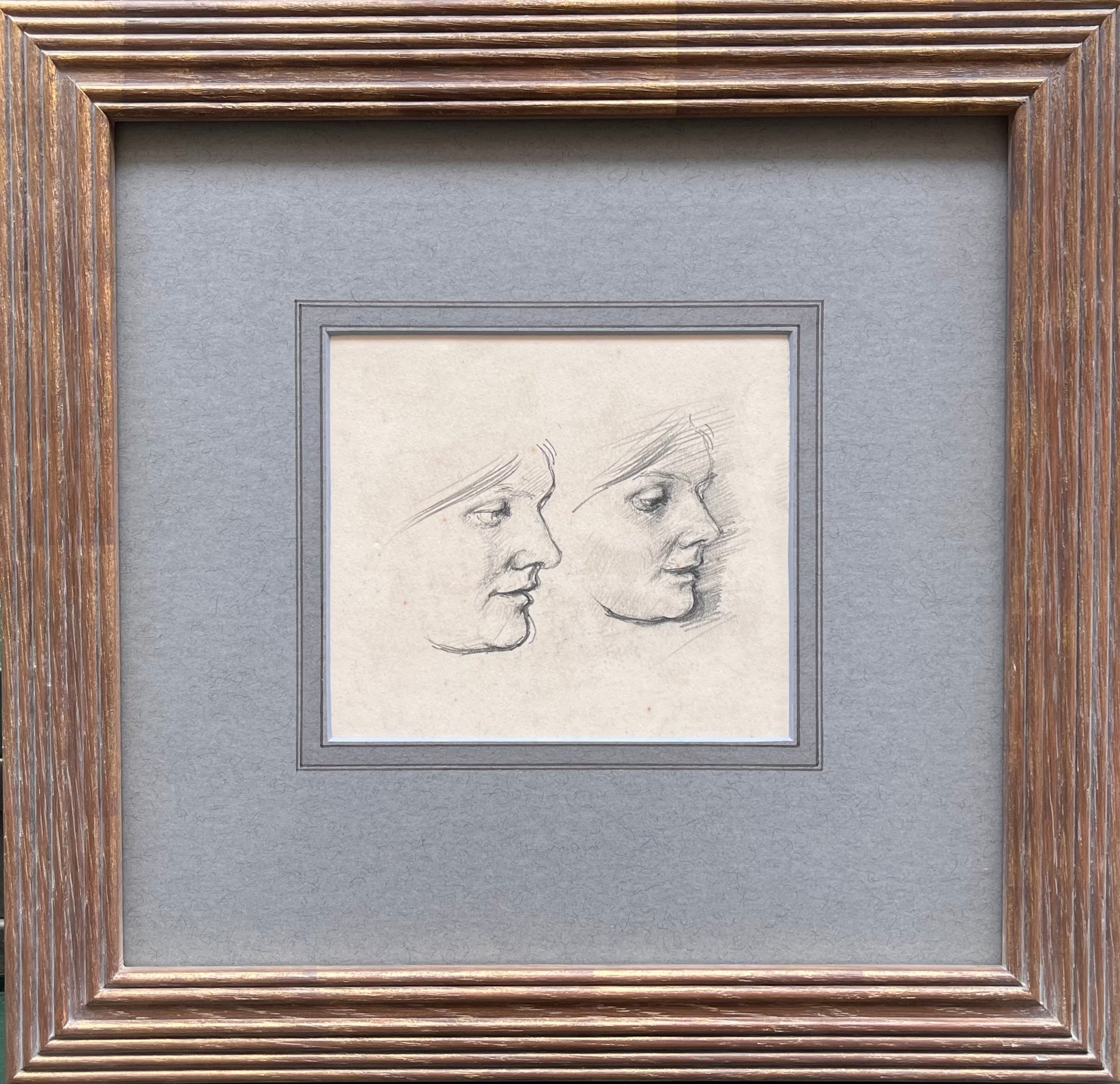 William Dring - Two Profiles of the Artist's Wife, pencil on paper, 20th century - Darnley Fine Art