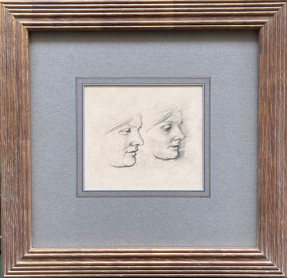 William Dring - Two Profiles of the Artist's Wife, pencil on paper, 20th century - Darnley Fine Art