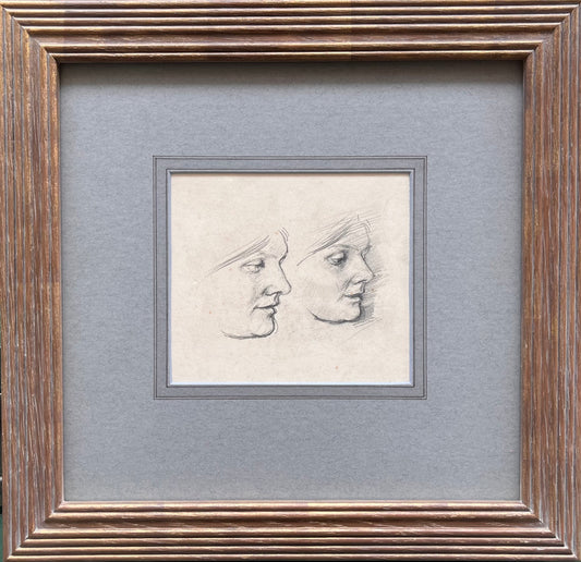 William Dring - Two Profiles of the Artist's Wife, pencil on paper, 20th century - Darnley Fine Art