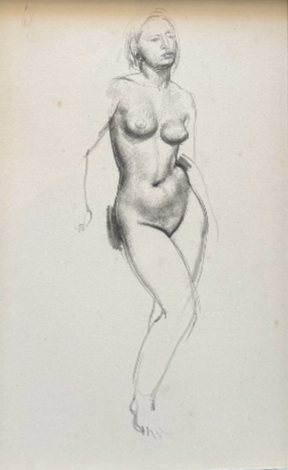 William Dring - Nude Study, pencil on paper, 20th century - Darnley Fine Art