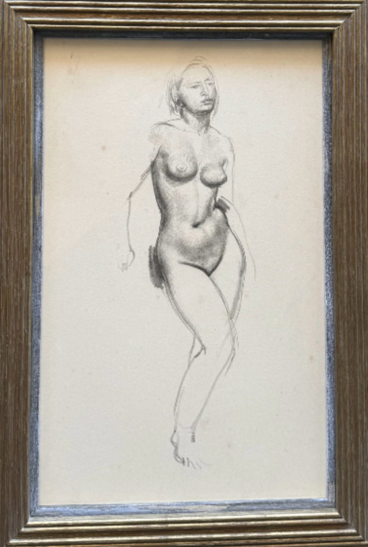 William Dring - Nude Study, pencil on paper, 20th century - Darnley Fine Art