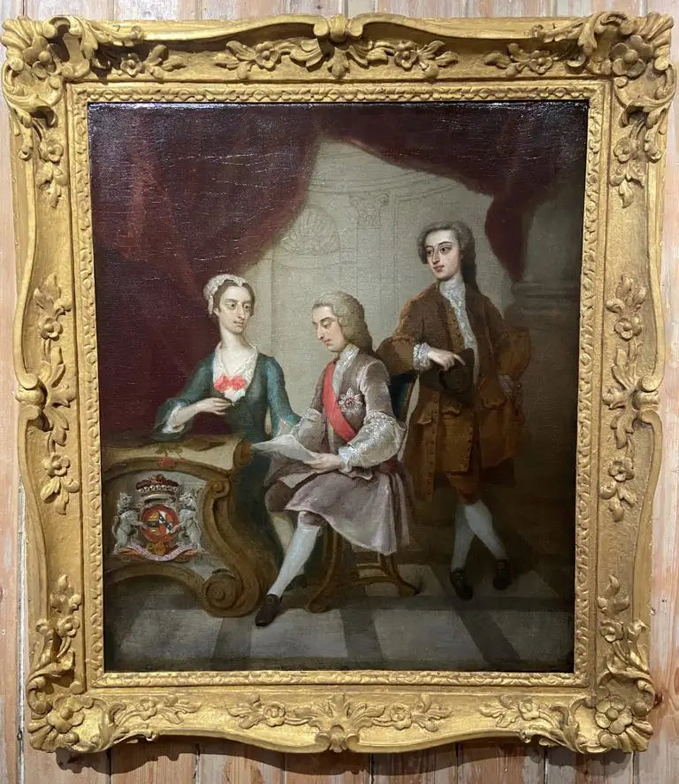 Gawen Hamilton - William, 1st Viscount Bateman, and Family, oil on canvas, 18th century - Darnley Fine Art