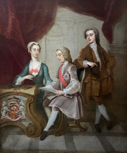 Gawen Hamilton - William, 1st Viscount Bateman, and Family, oil on canvas, 18th century - Darnley Fine Art