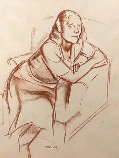 James Stroudley - Woman at Rest, charcoal on paper, 20th century - Darnley Fine Art